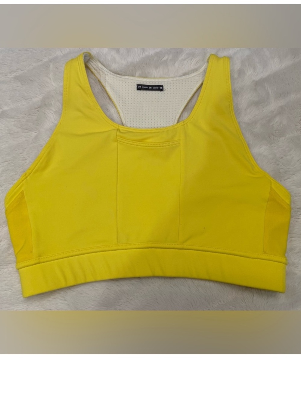 Oiselle Sunshine Yellow Pockito Sports Bra Pockets 8